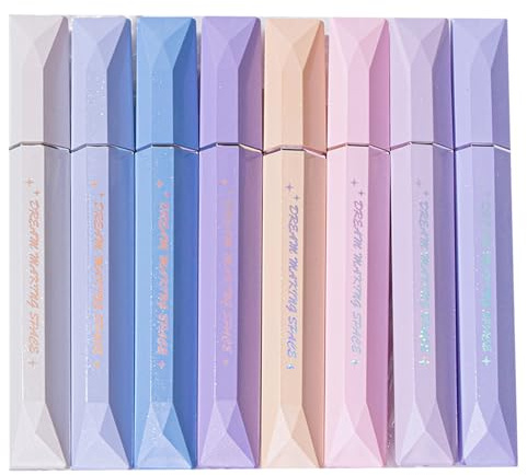 iHMeiju 8pcs Glitter Pastel Highlighters, Chisel Tip Aesthetic Metallic No Bleed for School, Journal Planner, Highlighting, Note-taking