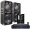 VONYX Max SP212 DJ Speakers and Amp with STM-2300 Mixing Desk, Complete Mobile DJ Setup, Dual 12-Inch 1400W DJ Powered Speaker Package for Parties and Events