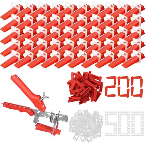 701 Pezzi 200 Cunei per Piastrelle 500 Distanziatori per Piastrelle Livellatori per Piastrelle Cunei Piastrelle Sistema di Livellamento per Piastrelle 2 mm Distanziatori per Piastrelle 2mm Pinza Cunei