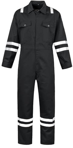 SUSHIMIAN Arbeitsanzug Arbeitsoverall für Herren Damen Reflektierende Overall Arbeitskleidung Rallyekombi Arbeits-Overalls mit Vielen Taschen, Schwarz, XXL
