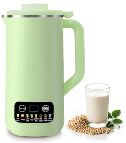 Nut Milk Maker, 600 ml Automatic Soy Milk Machine, Multi-Functional Plant-Based Milk Maker with Delay Start/Self Clean/Keep Warm for Homemade Almond Milk, Oat Milk, Yogurt and Smoothies (Green)