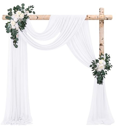 Lot de 2 panneaux de tissu drapé pour arche de mariage, 73 cm x 6,1 m, blanc pour arche de mariage, décoration de cérémonie, arche de scène, église, fête, décoration de plafond