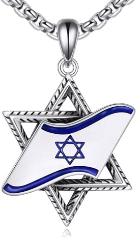 VENACOLY Star Of David Israel Necklace Sterling Silver S925 Jewish Star Necklace Pendant Israel Flag Necklaces Jewellery for Women Men