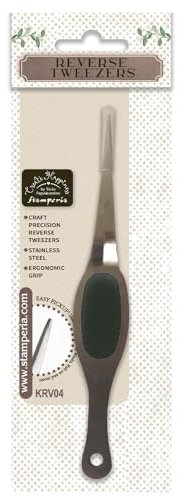 Stamperia - Reverse Tweezers for Scrapbooks, Albums, Card Making, Bullet Journalling, and More, Stainless Steel, Ergonomic, Ideal for Crafts, Handling Small Materials, and Precise Tasks