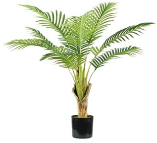 Avilia Künstliche Areca-Palme mit 9 Blättern, 90 cm, Vase mit natürlichem Moos, künstliche Zimmerpflanze für Wohnzimmer, realistisches Design