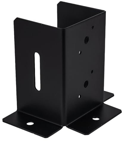 Heavy-Duty Black Powder-Coated Three-Way Bolt-Down Pergola Post Support - Premium Pergola Connector - 100mm - 4