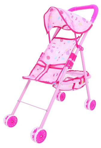 IMIKEYA Kinderwagen Spiral- Puppenbuggy Dolly Babys -Buggy Mädchen Puppenwagen Korb Einhorn Bausatz Einkaufswagenspielzeug Für Kleinkinder Zappeln Roboter Vorgeben Rosa Plastik