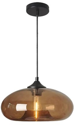 JNPGVTCD Luminaire Industriel en Verre coloré pour îlot de Cuisine, Style Ferme, Abat-Jour créatif, Lampe Vintage, Suspension de Plafond rétro (Marron)
