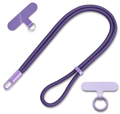 MORSUNBELA Lanière de téléphone portable, cordon de cou, lanière de téléphone portable, sangle de cordon de serrage réglable pour téléphone portable, B-violet.