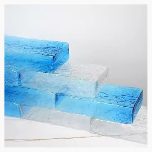 LXHELIVERY Glasbausteine, Schmelzglasbausteine, Hochtransparente Glasbausteine Für Dekorative Architektur, Raumteiler, Einfach Zu Montieren(Blau,20x5x10 cm-10pcs)