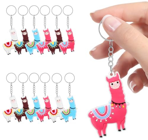 ULTECHNOVO 12 Stück Alpaka-Schlüsselanhänger Schlüsselanhänger Masse Alpaka-Gastgeschenke Karikatur Tier Tasche Hanging Ornament Neuheit PVC