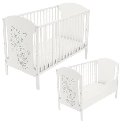 Generisch Babybett Hugo 120x60 inkl. Umbaukit und Matratze – Eleganz und Praktikabilität in einem