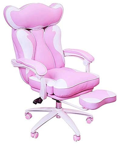 MYXJX Gaming-Stuhl, Bürostuhl, Computer-Gamichair Pink Cute, Home Lift Reclinilive Chair Ergonomischer Gaming-/Normalstuhl(Footrest)