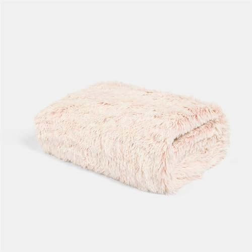 OHS Marl Fluffy Fleece Blanket for Bed, Super Soft Cosy Warm Sofa Throw Blanket Lightweight Decorative Single Bed Throws Gifts for Women & Girls, Blush - 125 x 150cm