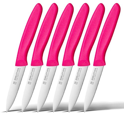 targzier Gemüsemesser-Set, Rosa PP-Griff, 6-tlg Obstmesserset,gerade Klinge | Gemüsemesserset, Schäler mit ergonomischem Griff, 3,35, Schälmesserset mit gerader Klinge, zum Schneiden von Obst und Gemüse