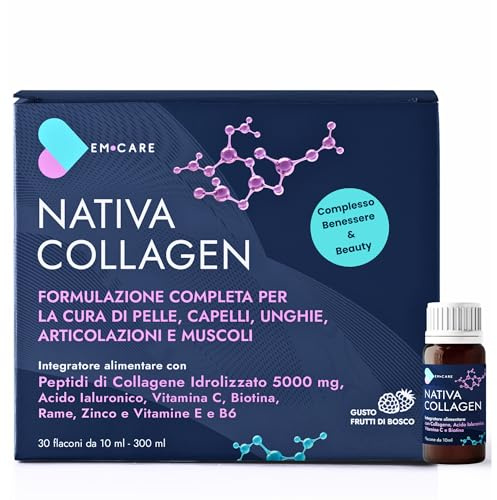 EM CARE Collagene da Bere Marino Idrolizzato, 30 Flaconi