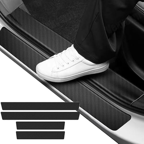 AIBINGBH 4 Stück Auto Einstiegsleisten Schutz für Peugeot Expert Traveller 2017-2025, Auto Carbon Fiber Einstiegsleisten Türschweller Schutzfolie Autotür Zubehör Zierleisten