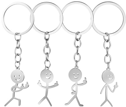 Ouligay 4 Stück Mittelfinger Schlüsselanhänger Personalisiert Lustig Mittelfinger Geschenk für Frauen Männer Freundin Freund, Lustige Personalisierte Geschenke für Beste Freundin Sie Ihn Partner Paar