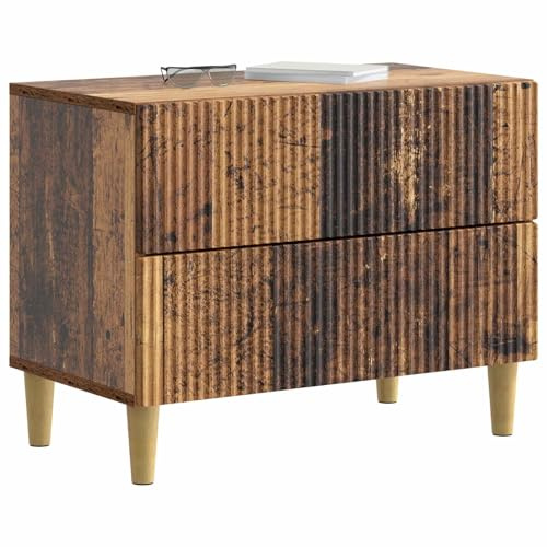 vidaXL Nachttisch Altholz 62 x 34,5 x 48 cm Holzwerkstoff, Vintage Schlafzimmermöbel, rechteckiger Nachttisch, viel Stauraum, kompakter Holztisch, praktischer Raumorganizer