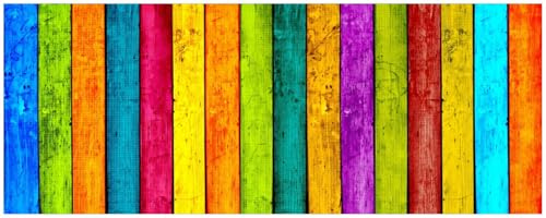 Wallario Küchenrückwand selbstklebend 115 x 50 cm, Motiv: Buntes Holz - Bunte Streifen mit Farbe und Holzstruktur | Spritzschutz abwischbar & pflegeleicht