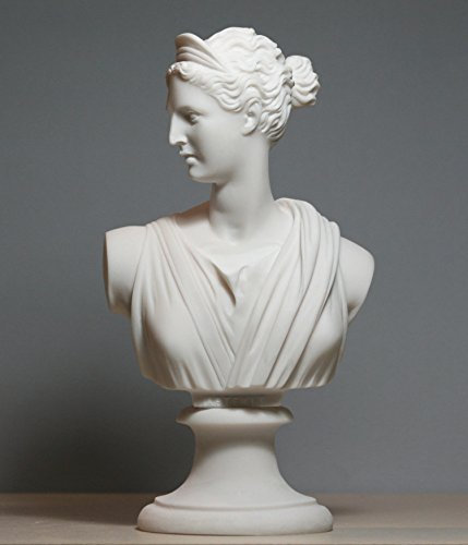 Skulptur, griechische Büste von Artemis, Diana, Göttin, Alabasterskulptur, 15-cm-Höhe