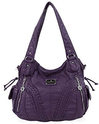 NICOLE & DORIS Borsa a Tracolla Multitasche Grande Borse Donna Retrò Borse in Pelle Morbida Borse Tote Bag Casuale Borse a Spalla per Shopping Lavori Viaggiare Viola