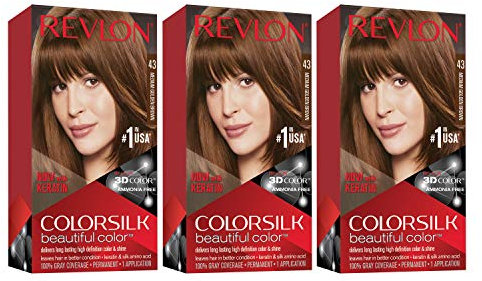 Colorsilk Permanent Hair Dye, Medium Golden Brown, Pack of 3
