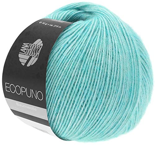 LANA GROSSA Ecopuno | Edle Netzgarnstruktur aus Baumwolle gefüllt mit Merino/Alpaka | Handstrickgarn aus 17% Schurwolle & 11% Alpaka Wolle | 50g Wolle zum Stricken & Häkeln | 215m Garn FB 28