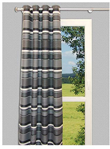 SeGaTeX home fashion Ösenschal Dorien Dekoschal gestreift mit 8 Ösen 245 x 138 cm grau