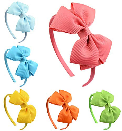 ZOCONE Fiocco Cerchietto per capelli Bambine, 6 Pezzi Ragazze Cerchietto per Capelli Cerchietto per Capelli Bambine, 6 Colori (Rosa)