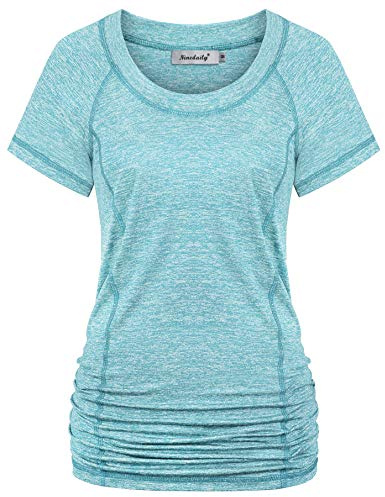 Ninedaily Blouse for Women Fashion 2025,Outdoor Recreation Camping Hiking Light Weight Sweat-Wicking Slimming Fitted Gym Activewear Jogging with Family Friend Elegant Aqua Large