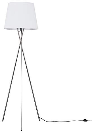 MiniSun | Modern Polished Chrome Floor Lamp with a White Tapered Shade | Floor Lamps & Torchieres, Home Décor & Improvement Essential