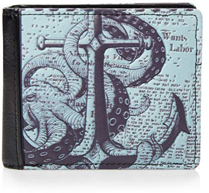 Shagwear Geldbörse Herren Portemonnaie Groß mit Riessverschluss Münzfach 9 Fächer PU Leder Geldbeutel für Männer Brieftasche Wallet Portmonee - Oktopus
