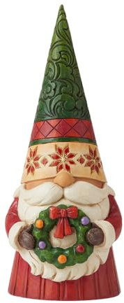 Enesco Jim Shore Heartwood Creek Weihnachtswichtel mit Kranz, 18 cm, Mehrfarbig