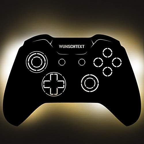 Gaming Controller X Lampe aus Holz - personalisierbares Geschenk für Männer - Gaming Zimmer Deko - Gamingpad Lampe - personalisierbar zum Hinstellen/Aufhängen - Retro Gaming - persönliches Geschenk