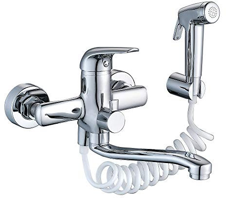 HomeLava 360° drehbar Wand Küchenarmatur mit Spritzpistole Ausladung 275 mm Einhand Spültischarmatur Wandmontage Armatur Messing Wandarmatur Küchenhahn Küchenmischer Spültischarmatur für Küche