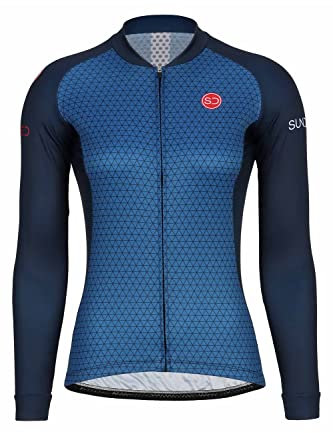 Sundried Women's Long Sleeve Cycling Jersey Road Bike Cycling Top Mountain Bike Shirt Cycling Kit (Blue, M)