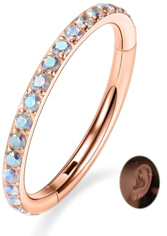 Opal CZ Conch Hoop Ring Septum Schmuck Türkis Nahtloser Clicker Ring Daith Ohrringe Chirurgischer Stahl Turm Tragus Conch Piercing Schmuck Kleiner Hoop Ohrring Nasenring 20G 18G 16G 14G 12G