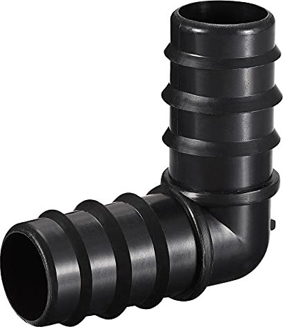 sourcing map Manguera Púa Riego Montajes Codo Conectores 25mm Púas 58mm x 58mm Plástico Conector para 1 Pulgada Interior Diámetro Manguera (Negro, Paquete de 10)