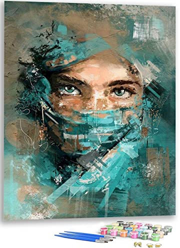 NANASUGUR Pintar con Numeros para Adultos Niños, DIY Pintura por Números,DIY Cuadro al óleo con Números,Decoraciones para el Hogar sin Marco 40x50cm-Chica misteriosa