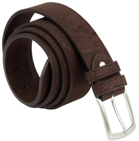 Simaru Kork Gürtel für Herren Buenos Aires, Herrengürtel aus Kork mit edler Metallschnalle, langlebig nachhaltig und vegan (85 (S-M), Braun)