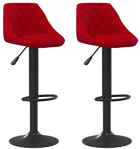 vidaXL 2X Barhocker Drehbar Höhenverstellbar Küchenhocker Barstuhl Bistrohocker Tresenhocker Thekenhocker Tresenstuhl Bar Stuhl Hocker Weinrot Samt