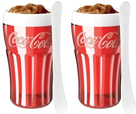 ZOKU Coca-Cola Float & Slushy Maker, tazza retrò per preparare e servire con il nucleo del congelatore, crea frullati monodose, granite e frappè in pochi minuti, senza BPA, set da 2