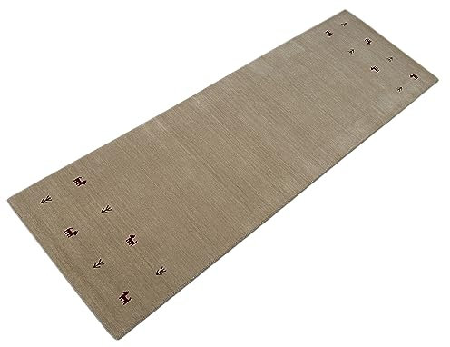 Gabbeh Beige Teppich 100% Wolle Handgewebt Orientteppich Loom Lori (80 x 250 cm, Beige T3)