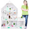 Green Series Puppenhaus Holz Groß, Barbie Puppenhaus - Puppenhaus Holz Version mit mintgrünem Zubehör, 57 Zubehörteile enthalten, Barbiehaus aus Holz, Modell GS0023A-1, LED-Licht (Premium)