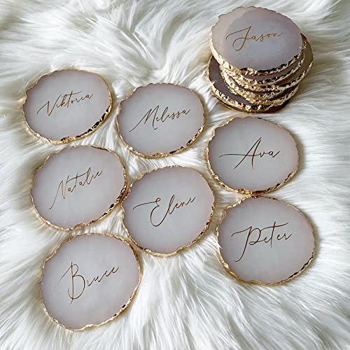 Personnalisé Personnalisé Agate Look Sous-Verres Faveurs De Mariage Plaque Anniversaire Bijoux Plaque Tranche Carte Acrylique Porte-Anneau Cadeaux De Demoiselle D'Honneur Mariage Jour Sous-Verres