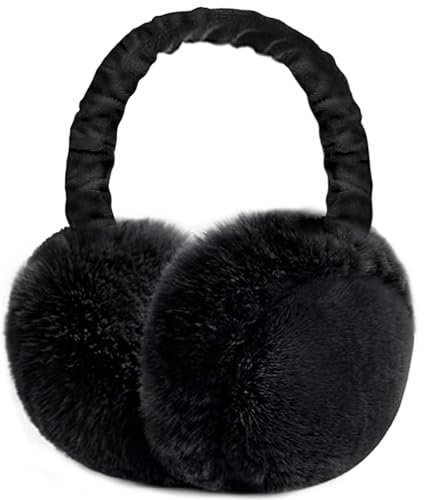 Aoreun ohrenwärmer damen, Ohrenschützer Winter winddichtes warmes, weich und bequem, faltbare Aufbewahrung Winter Ohrenschützer für Damen Männer und Outdoor Sportler im Winter- Schwarz