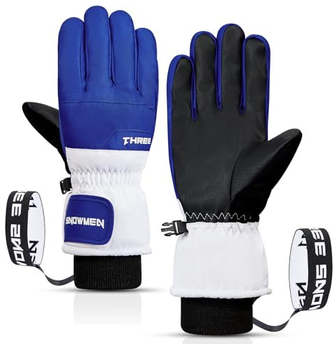 Durio wasserdichte Handschuhe Herren Damen Touchscreen Skihandschuhe Winterhandschuhe Fahrradhandschuhe Blau-Weiß XL