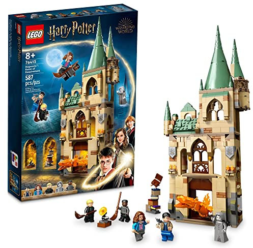 LEGO Harry Potter Hogwarts: Raum der Anforderung Bauset 76413 Schloss Bauspielzeug aus Harry Potter Film mit Harry, Hermine und Ron Minifiguren, Zauberstäben, Feuerschlange und Heiligtümer des Todes