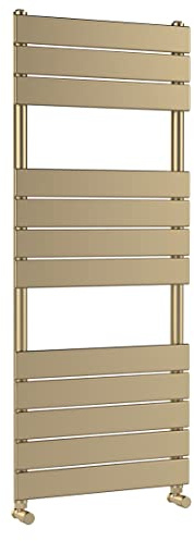 nuie HL835 Piazza Square Flat Towel Radiator, 1213mm x 500mm, Brushed Brass